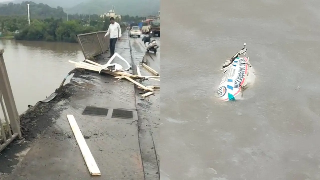 ​Water tanker crashes off old Versova Bridge, plunges into Bhayandar Creek 