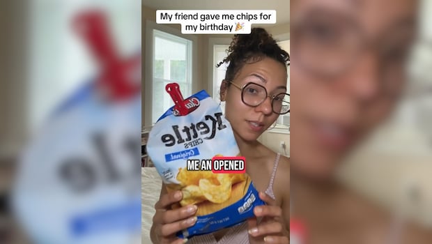 Woman Receives ‘Open’ Packet Of Chips As Birthday Gift, Here’s How She Reacted