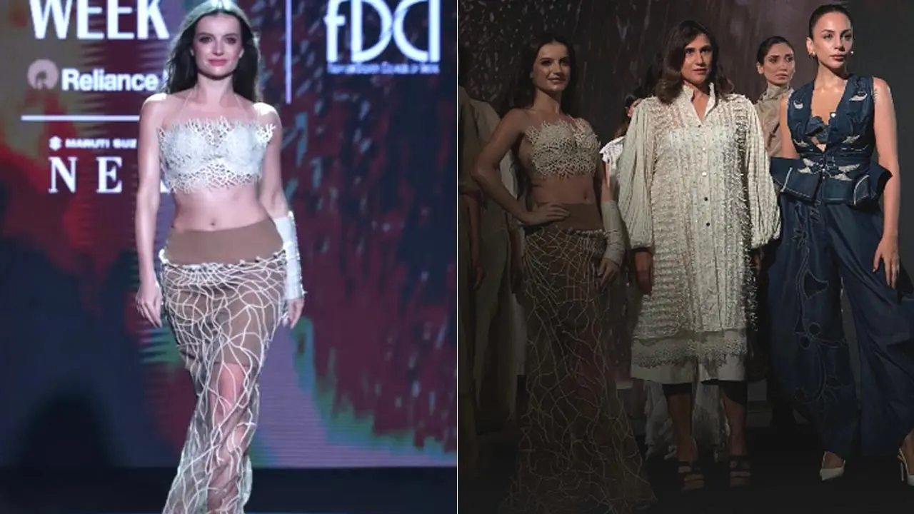 Bigg Boss 19’s Natalia Janoszek stuns in sustainable look at LFW finale 