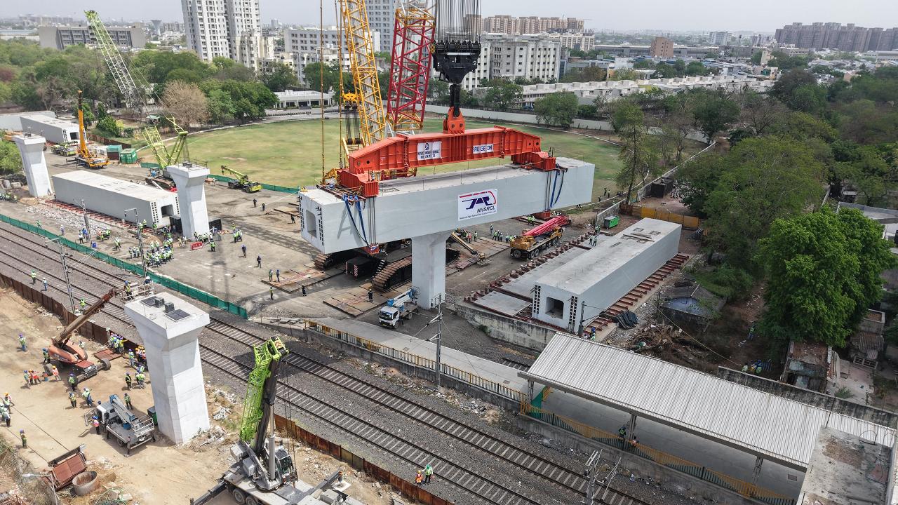 Mumbai-Ahmedabad bullet train: 1,360-tonne beam installed over railway line