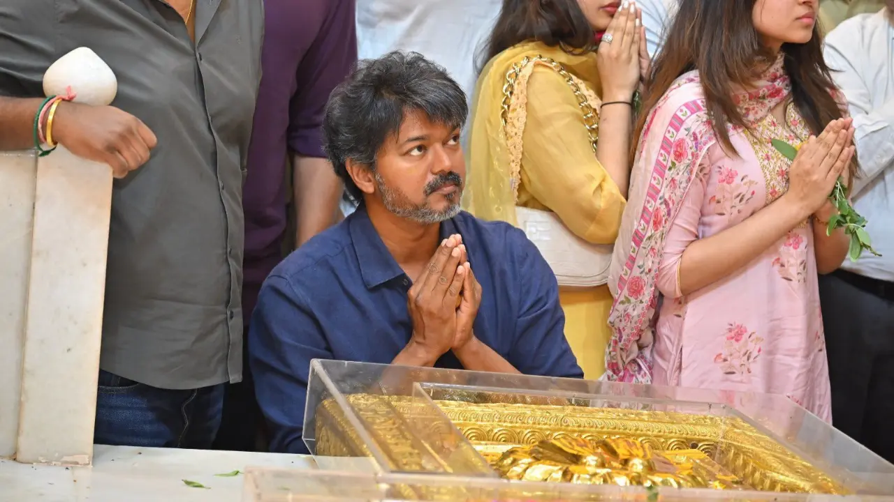 Vijay visits Shirdi Sai Baba temple in Maharashtra ahead of election results 