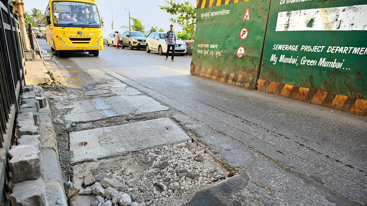 ​Bandstand squeeze near Shah Rukh Khan’s Mannat worsens with collapsing drain lid 