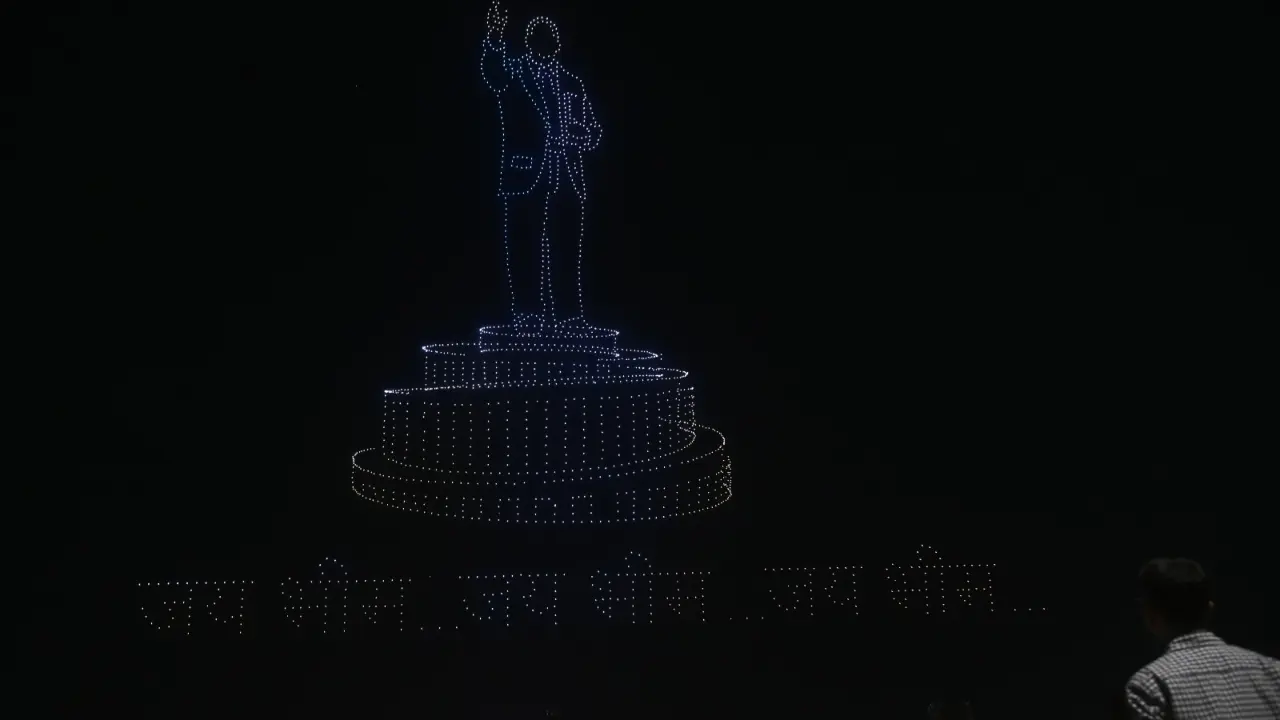 ​Shivaji Park lights up with 2,000-drone tribute to Dr Babasaheb Ambedkar 