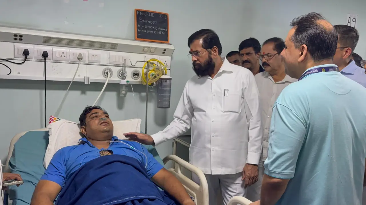 ​Thane Gaondevi market fire: Shinde visits injured; orders electrical audits 