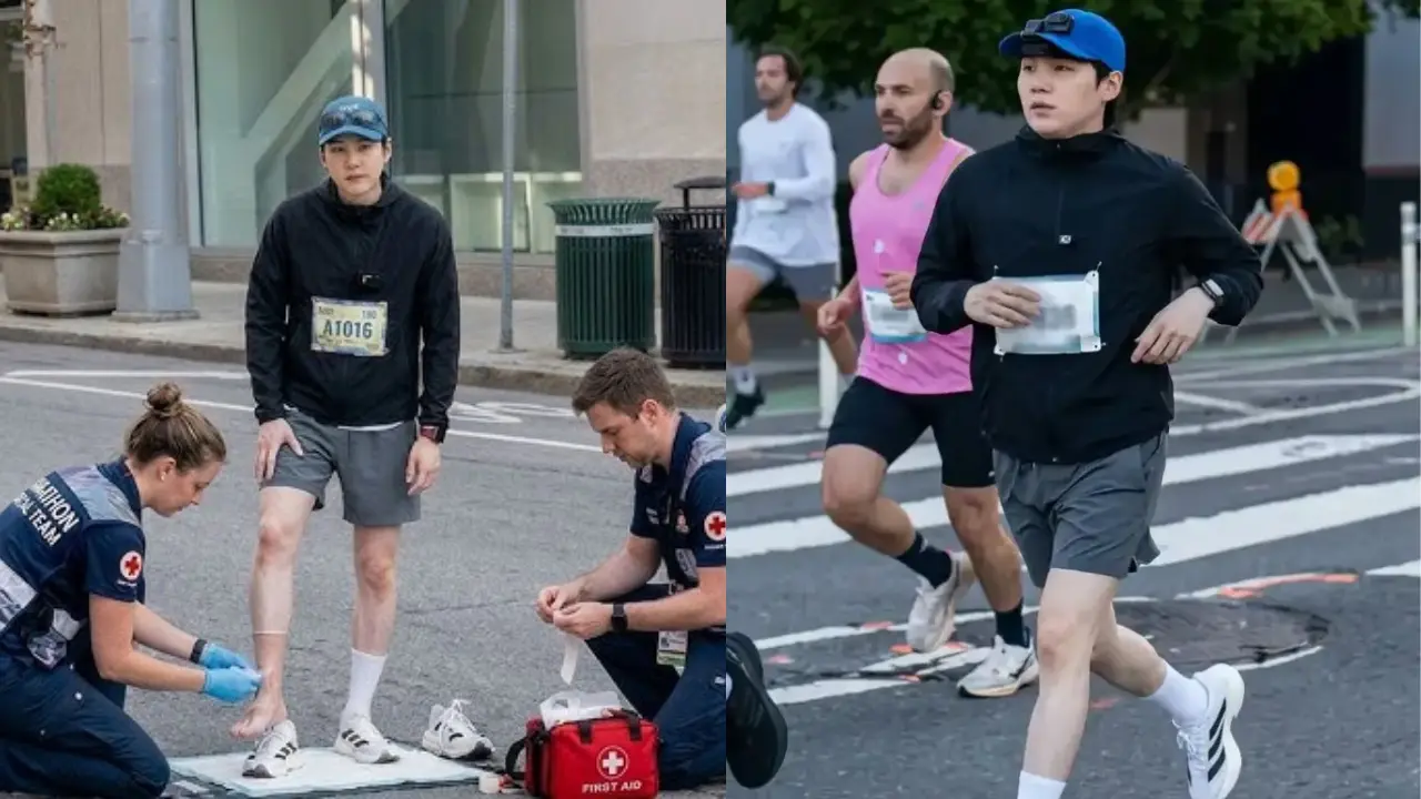 BTS Suga performs on Stanford stage after completing 12km marathon 